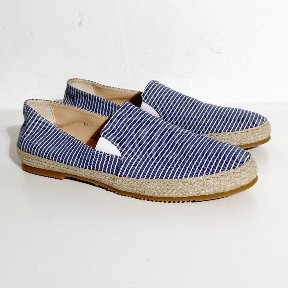 New Ron White Delilah Espadrille Loafer Denim Stripe Size 41 (US 10)